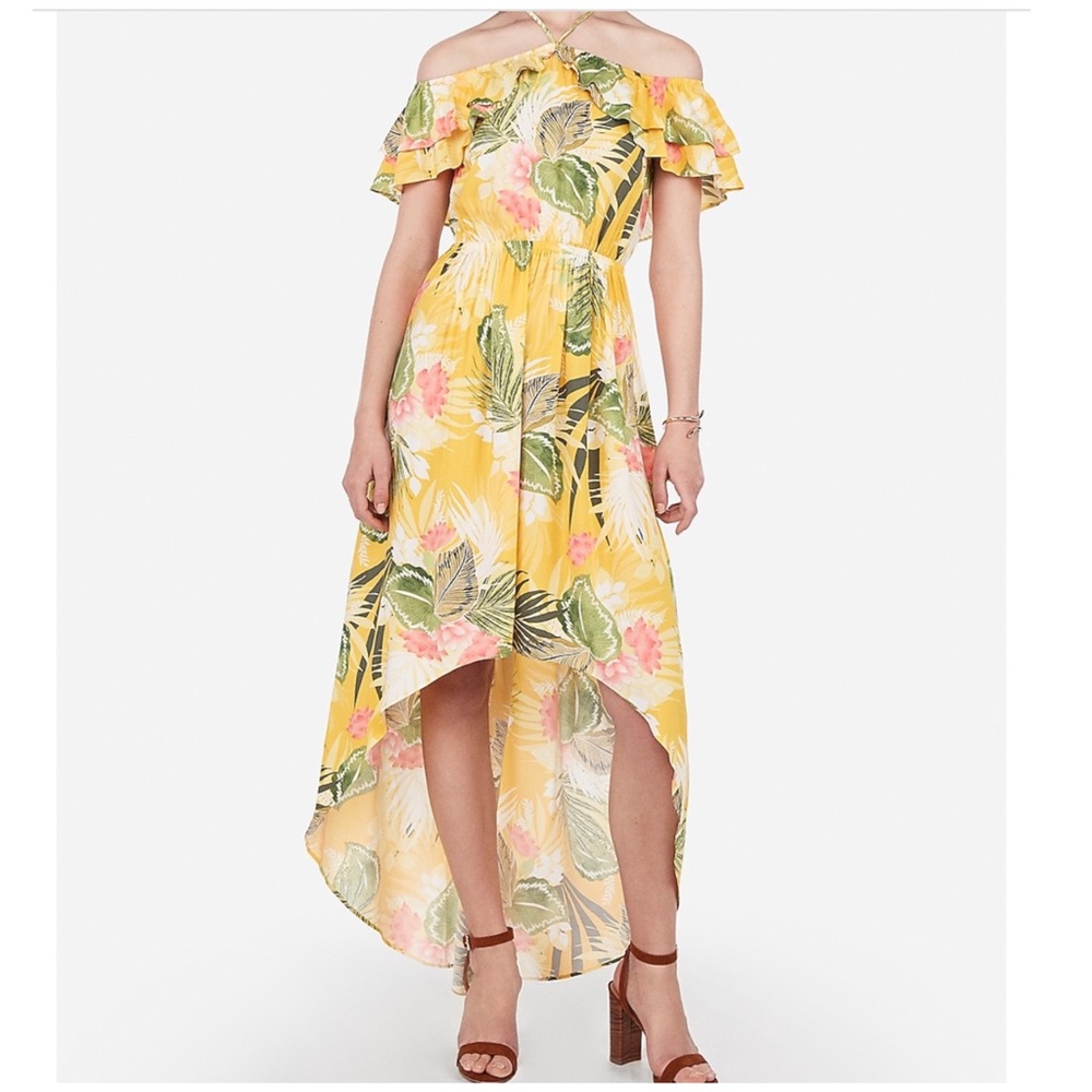 Beautiful Floral Off the Shoulder Halter Dress